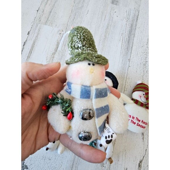 plush snowman tree country folk ornament set Xmas religious plush tree - Picture 6 of 11